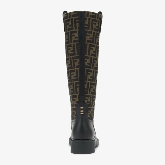 Fendi Filo FF Logo Zucca Monogram Jacquard Rockoko Chenille Knee High Boot - Picture 15 of 16